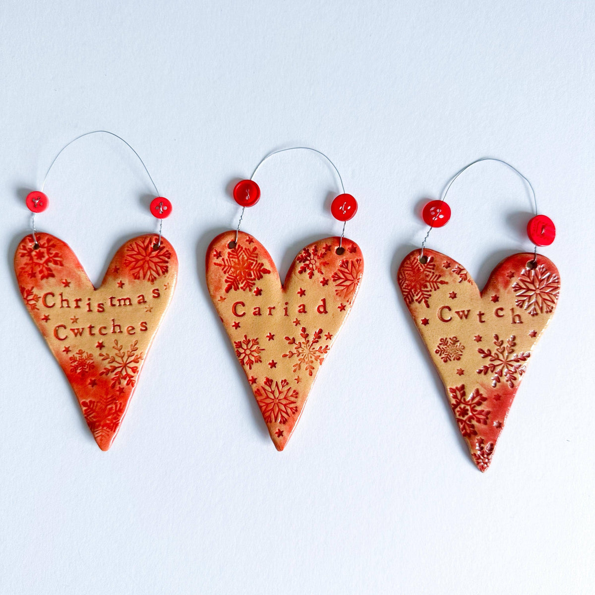 Handmade Ceramic Cwtch Heart - Christmas Decoration