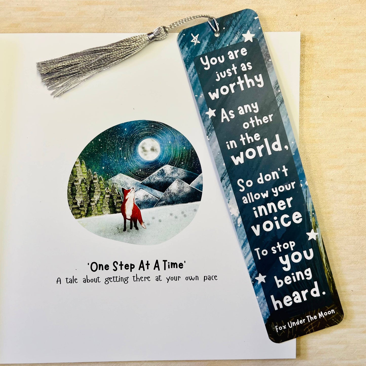 Fox Under The Moon - Rabbit Bookmark - One Step At A Time
