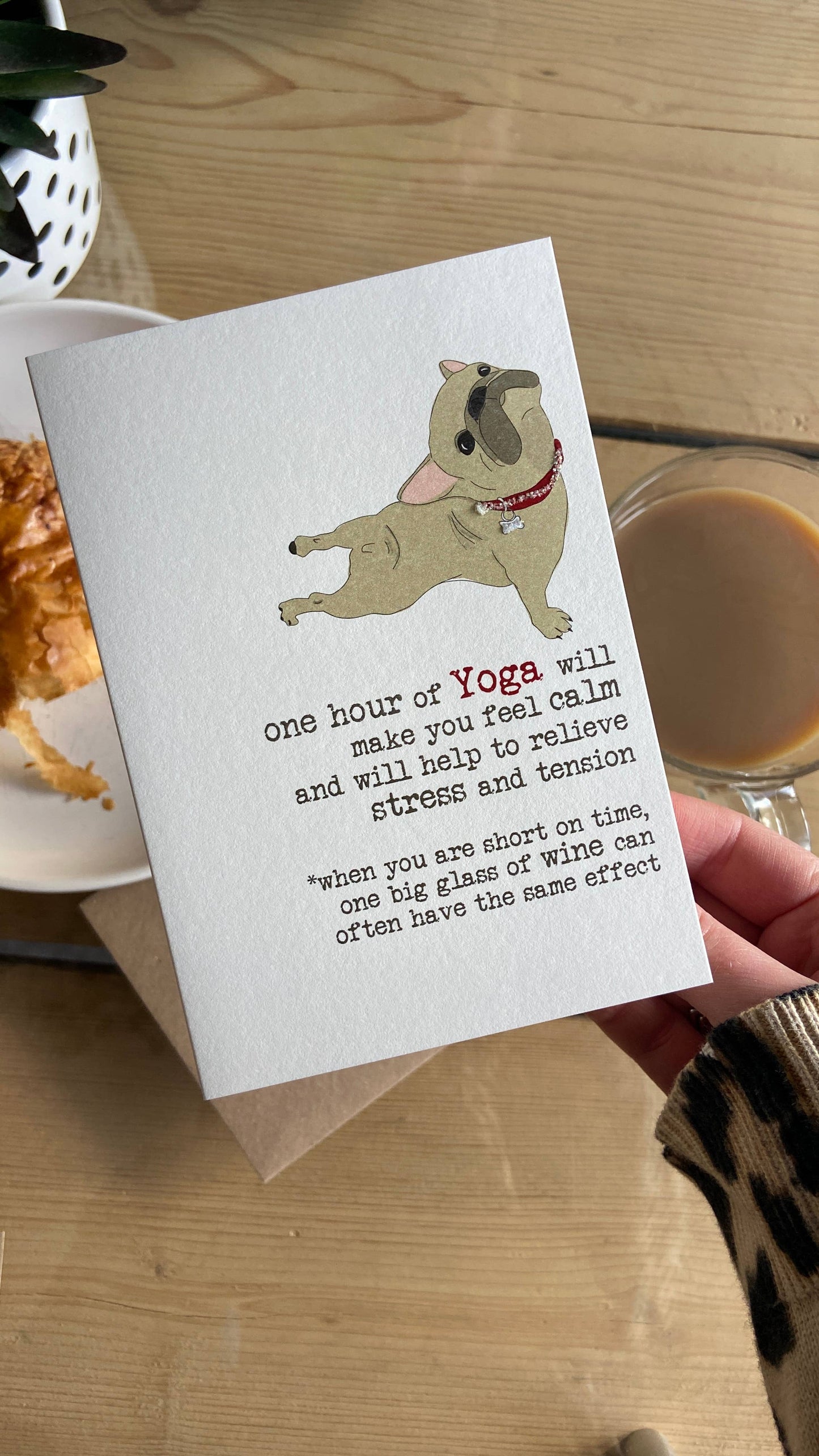 Yoga & Wine - Funny Greetings Card