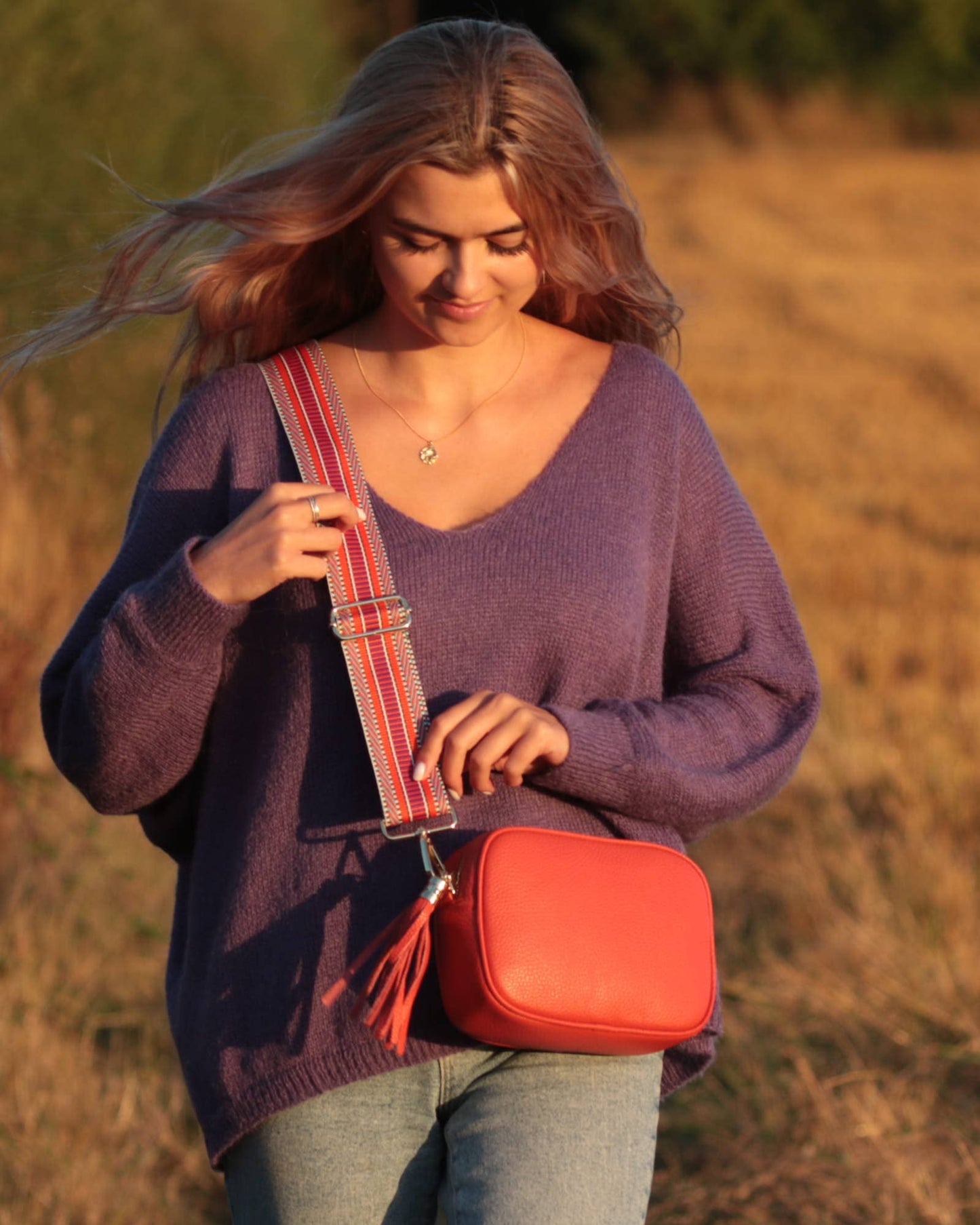 Cadenza Italy Ltd - - Tassle Crossbody Leather Camera Bag