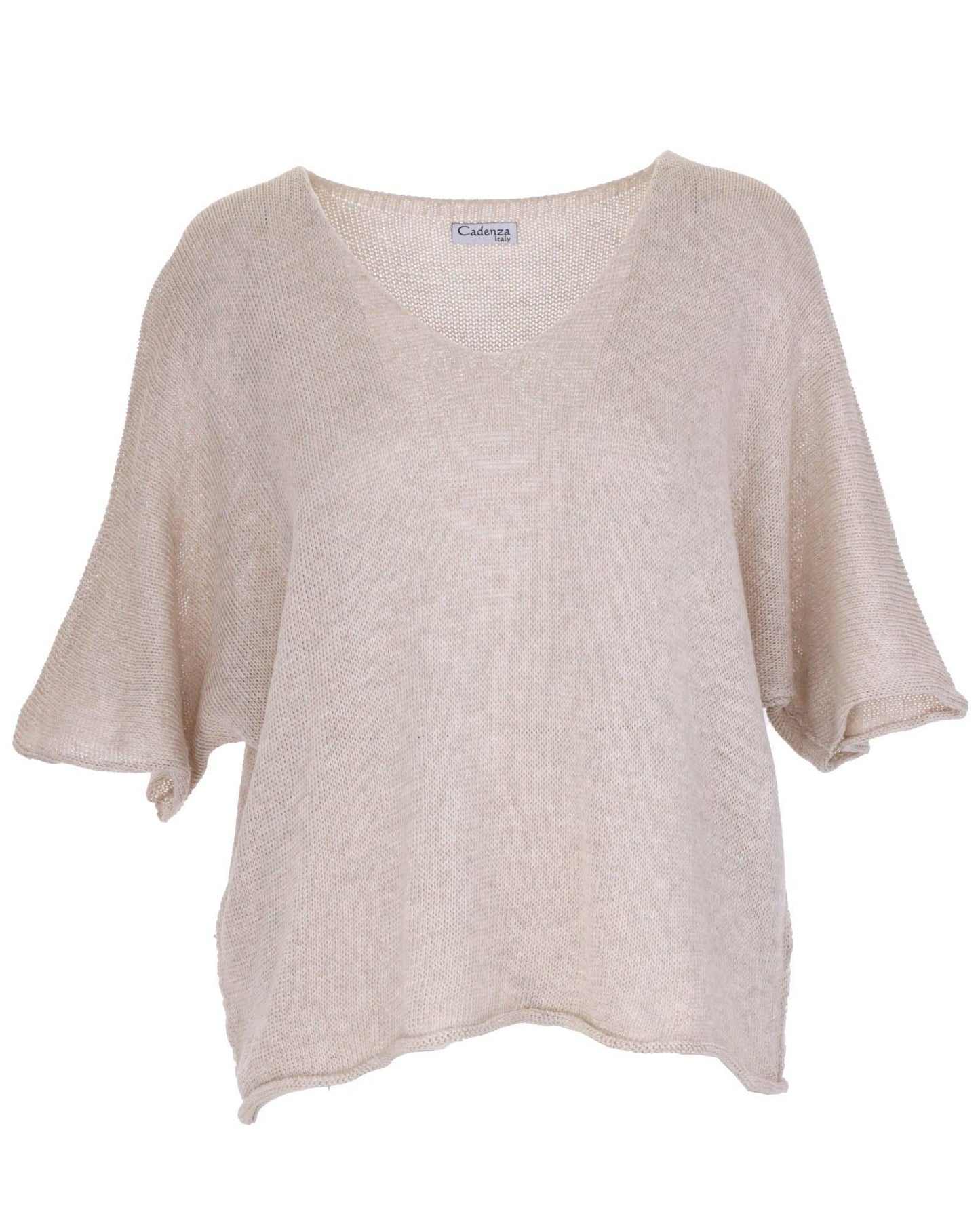 Cadenza Italy Ltd - Cotton Blend V Neck Tunic Top