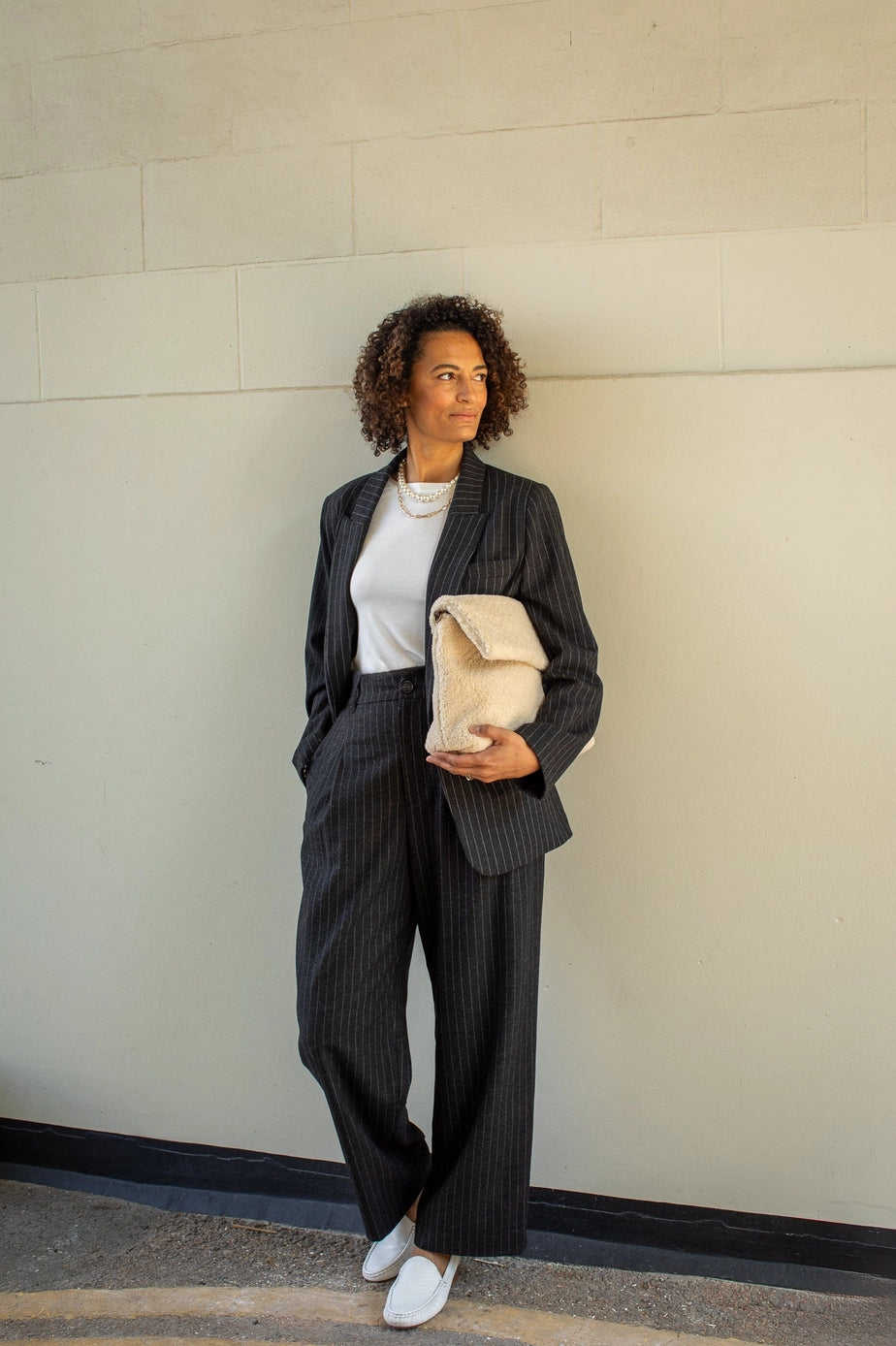 Chalk UK - Judith trouser - dark charcoal pinstripe