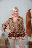 Goose Island Silk V Neck paisley washed blouse