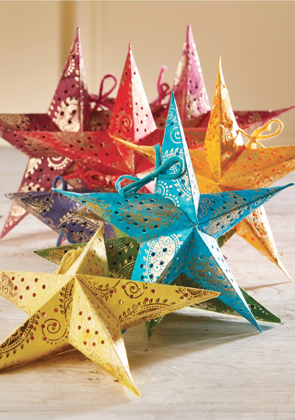 Namaste - Set of 8 rainbow batik mini stars STAR60
