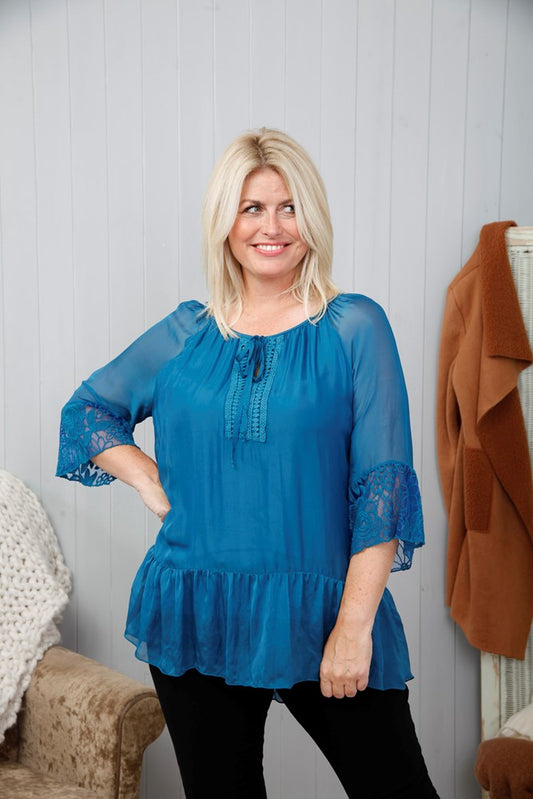 Goose Island Silk Lace Flute Blouse