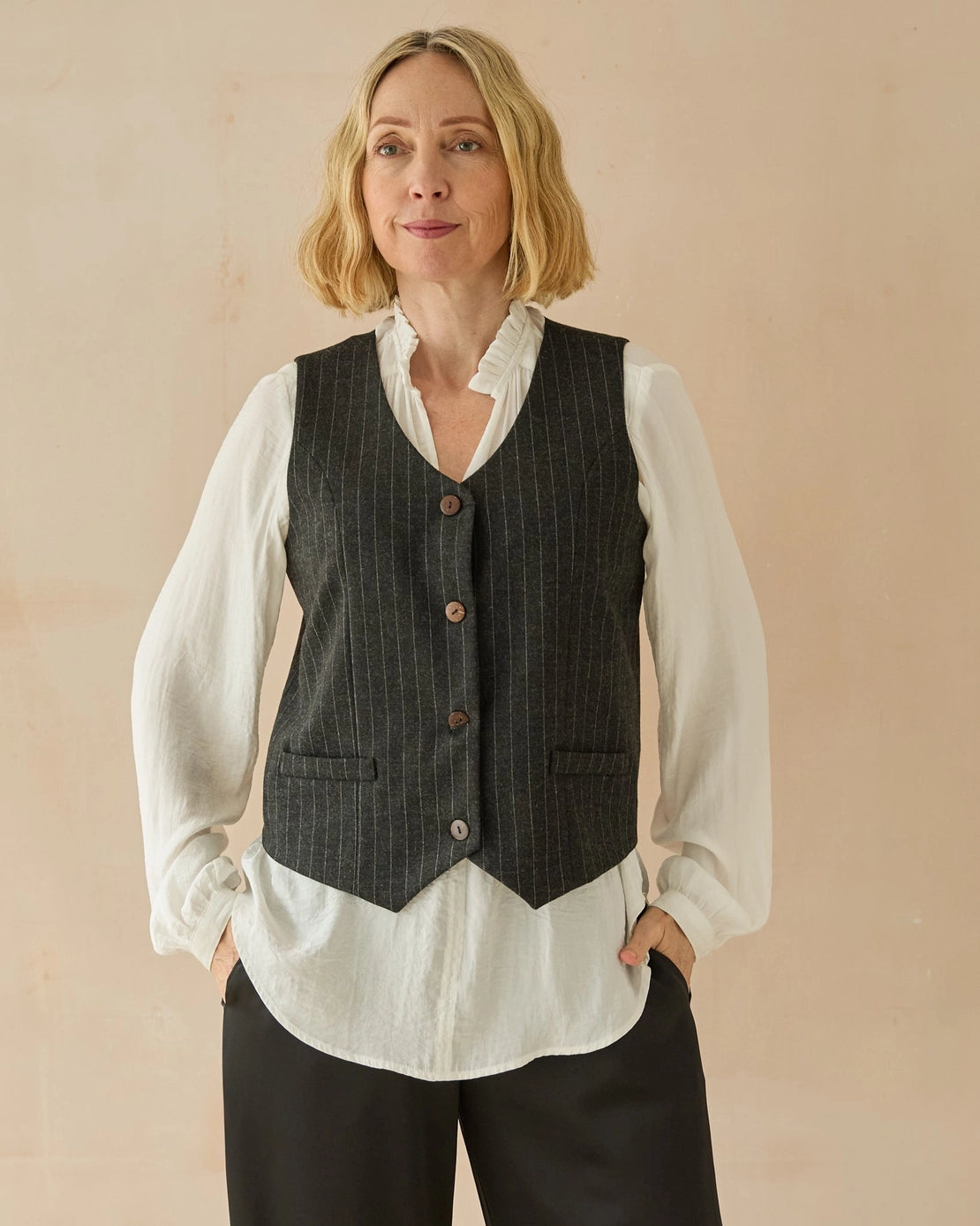 Chalk UK - Wendy waistcoat - dark charcoal pinstripe