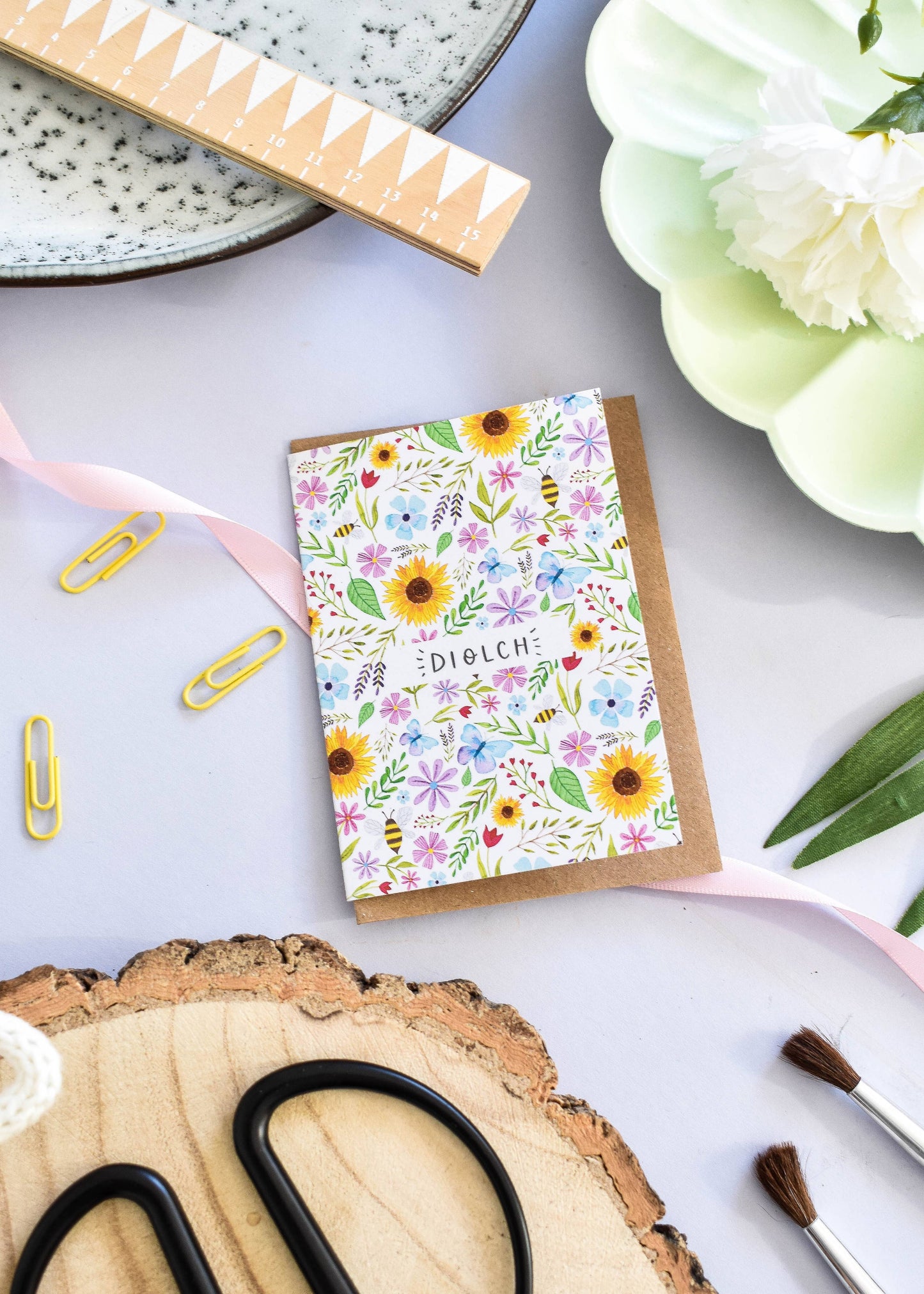 Mini Welsh Thank You Card - Diolch