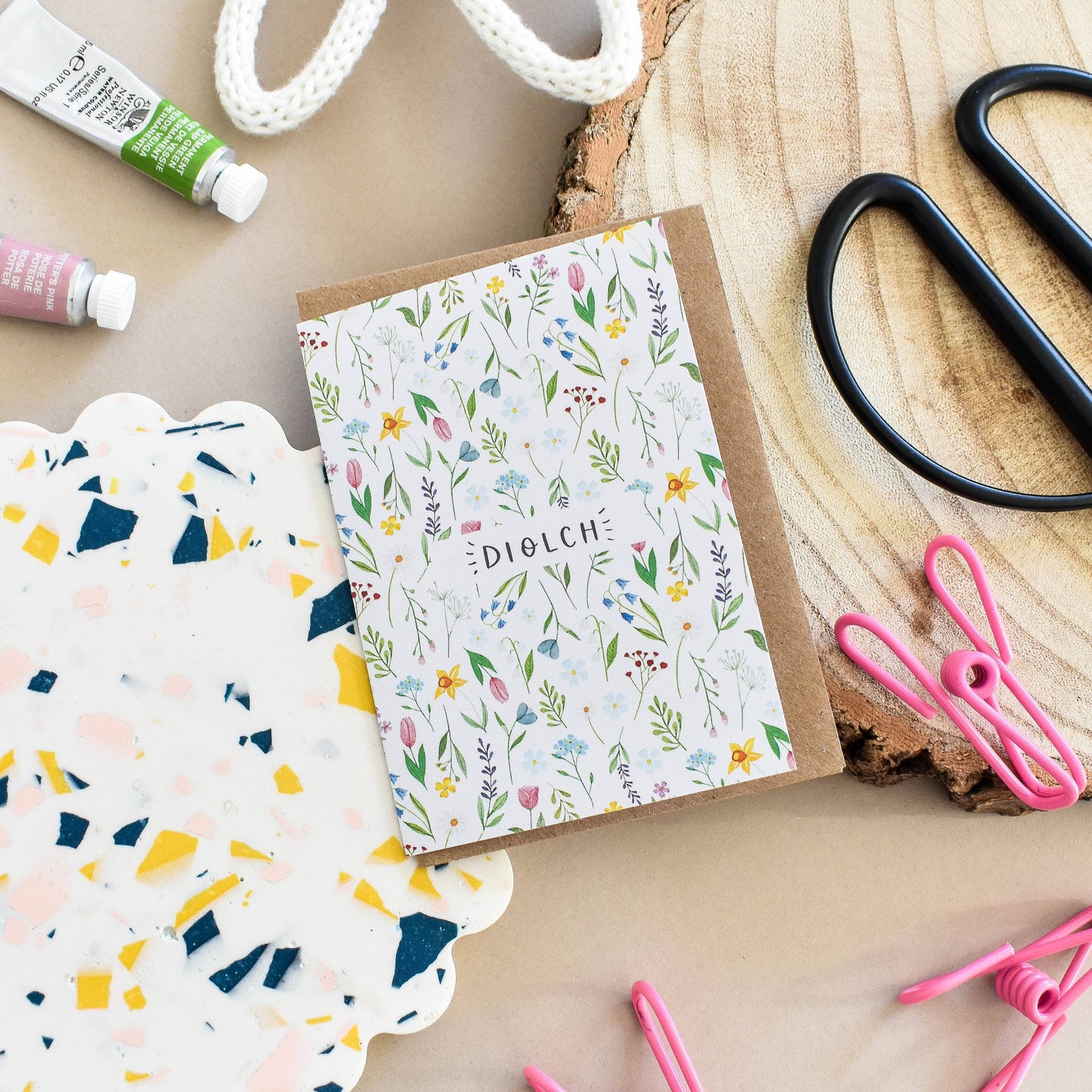 Mini Welsh Thank You Card - Diolch