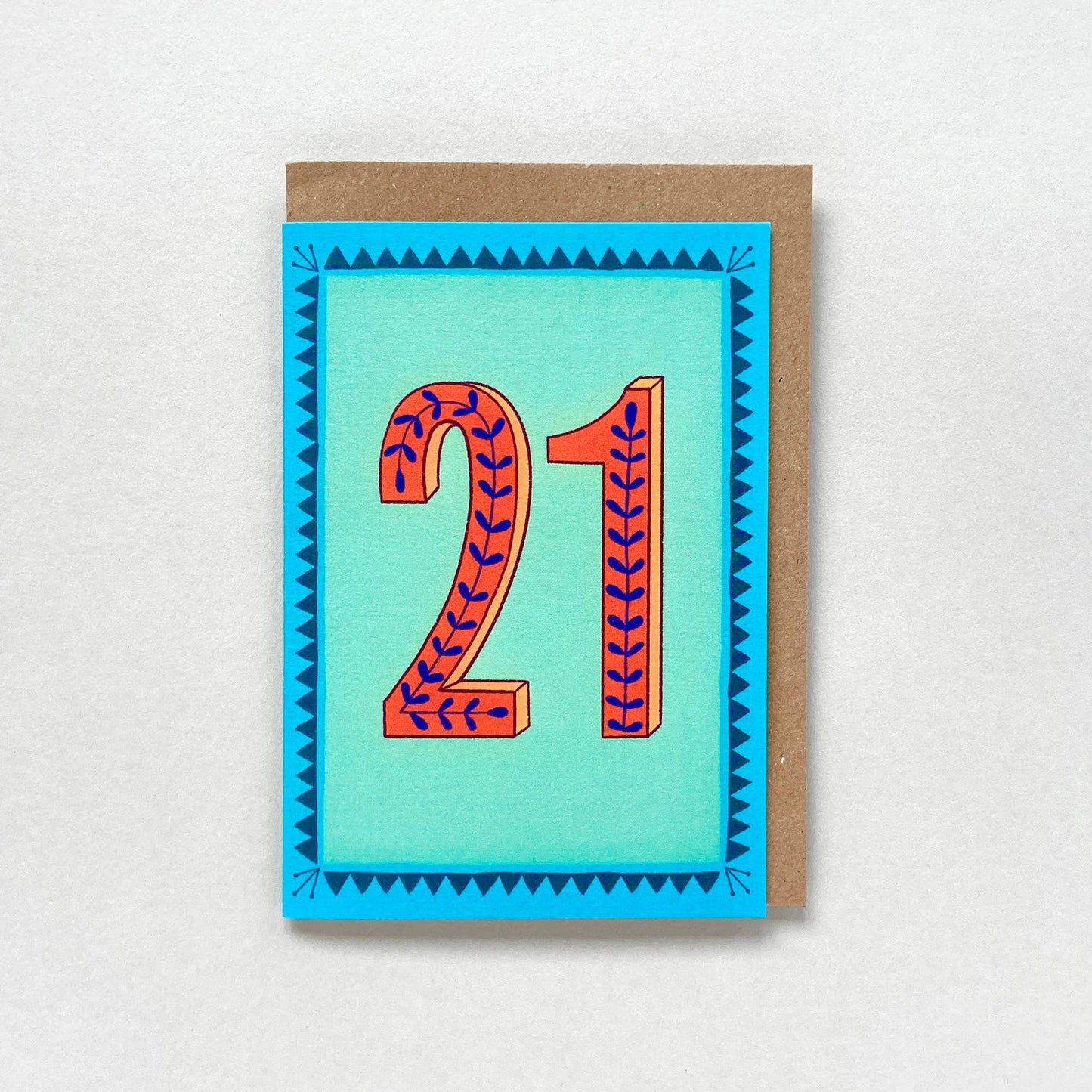 Maggiemagoo Designs Greetings Card - Happy 21st Birthday - Blue & Mint Green