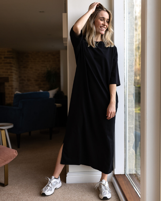 Ivy Megan Organic Cotton Black Midi Dress