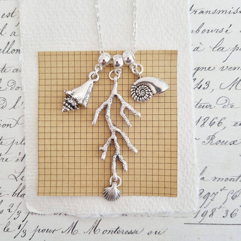 Coral and Shells Charm Necklace - 106