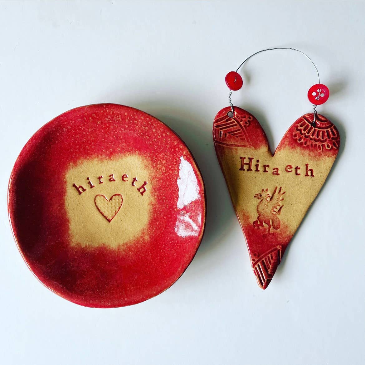 Hiraeth Ceramic Trinket Dish: Welsh Home Longing, Red Glaze
