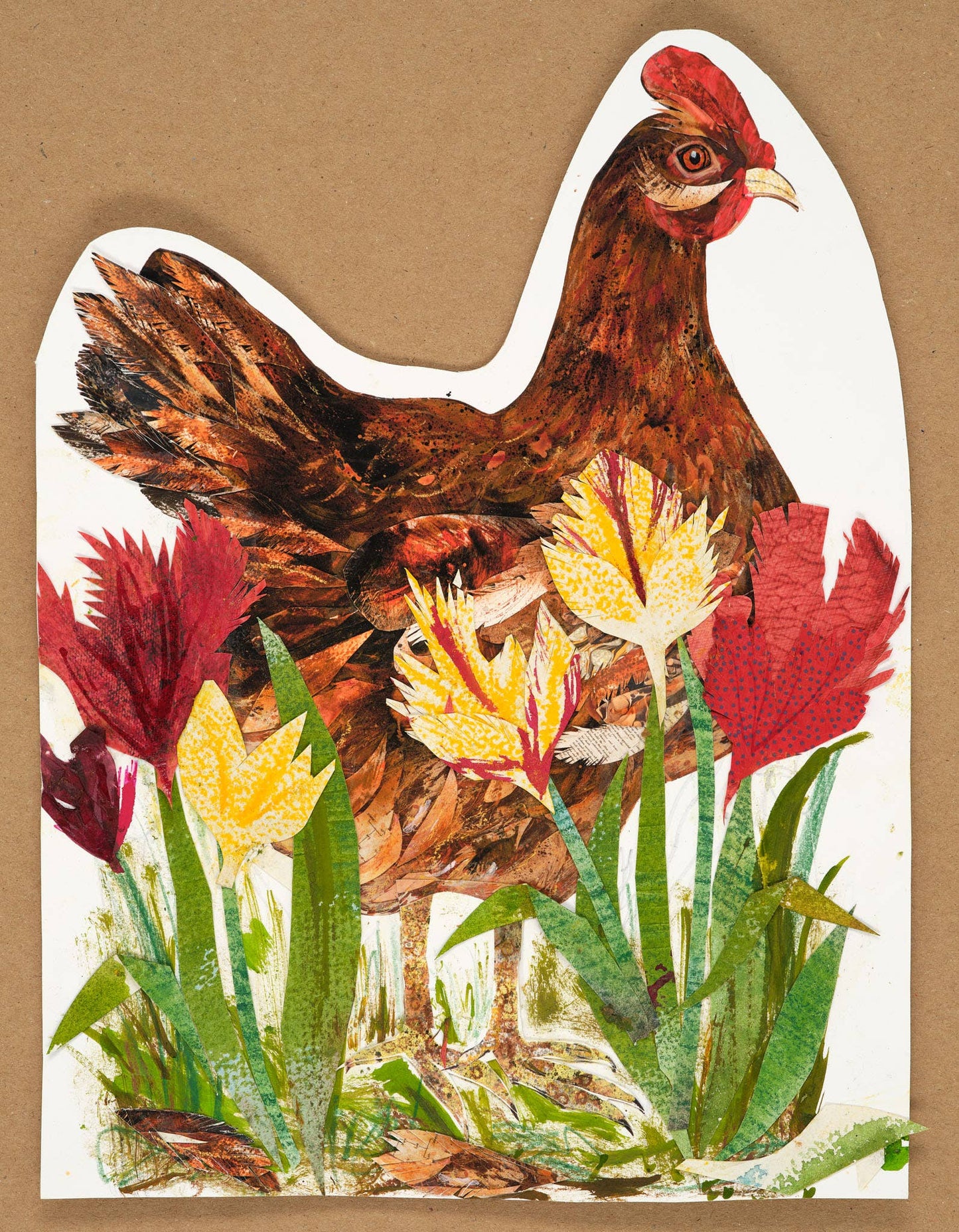 Clare O’Neill Artworks - Penny in the Tulips die cut blank greeting card