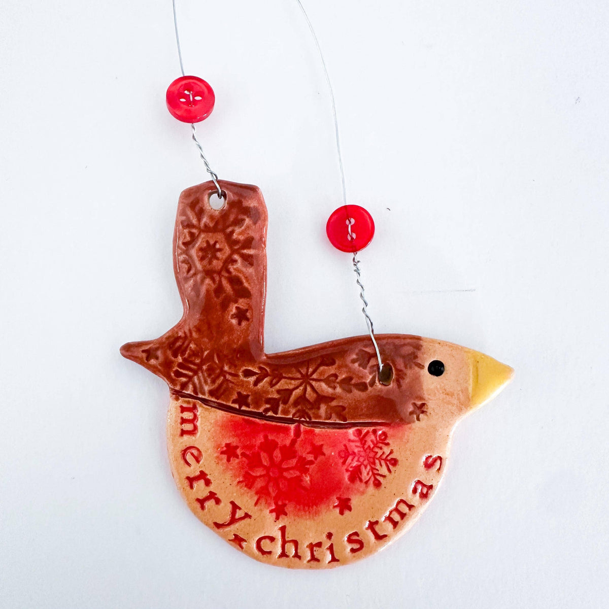 Handmade Merry Christmas Robin Tree Decoration