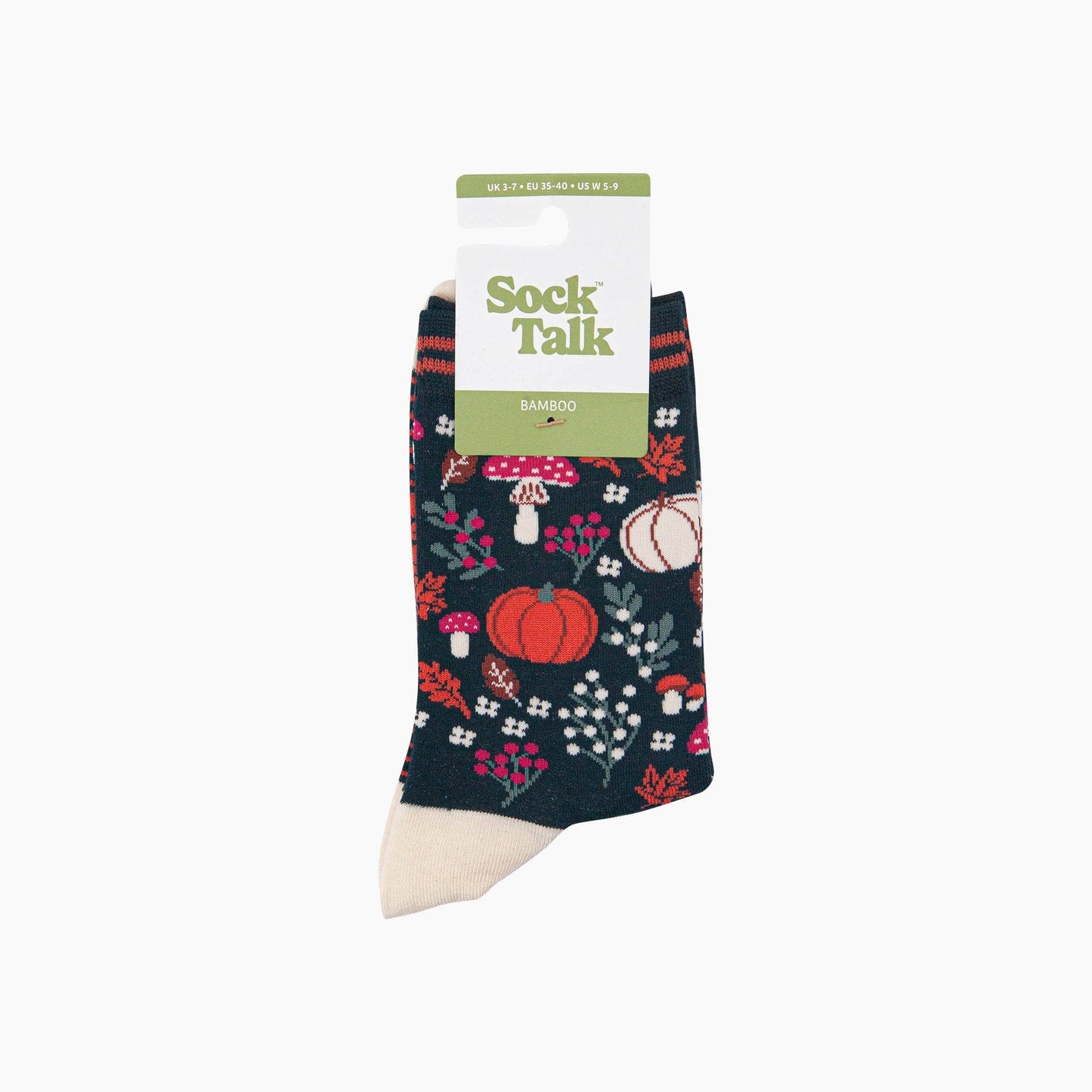 Pumpkin Floral Women's Bamboo Socks in Dark Green