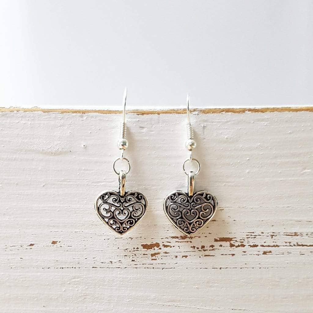 Filigree Heart Earrings in a Bottle - 131
