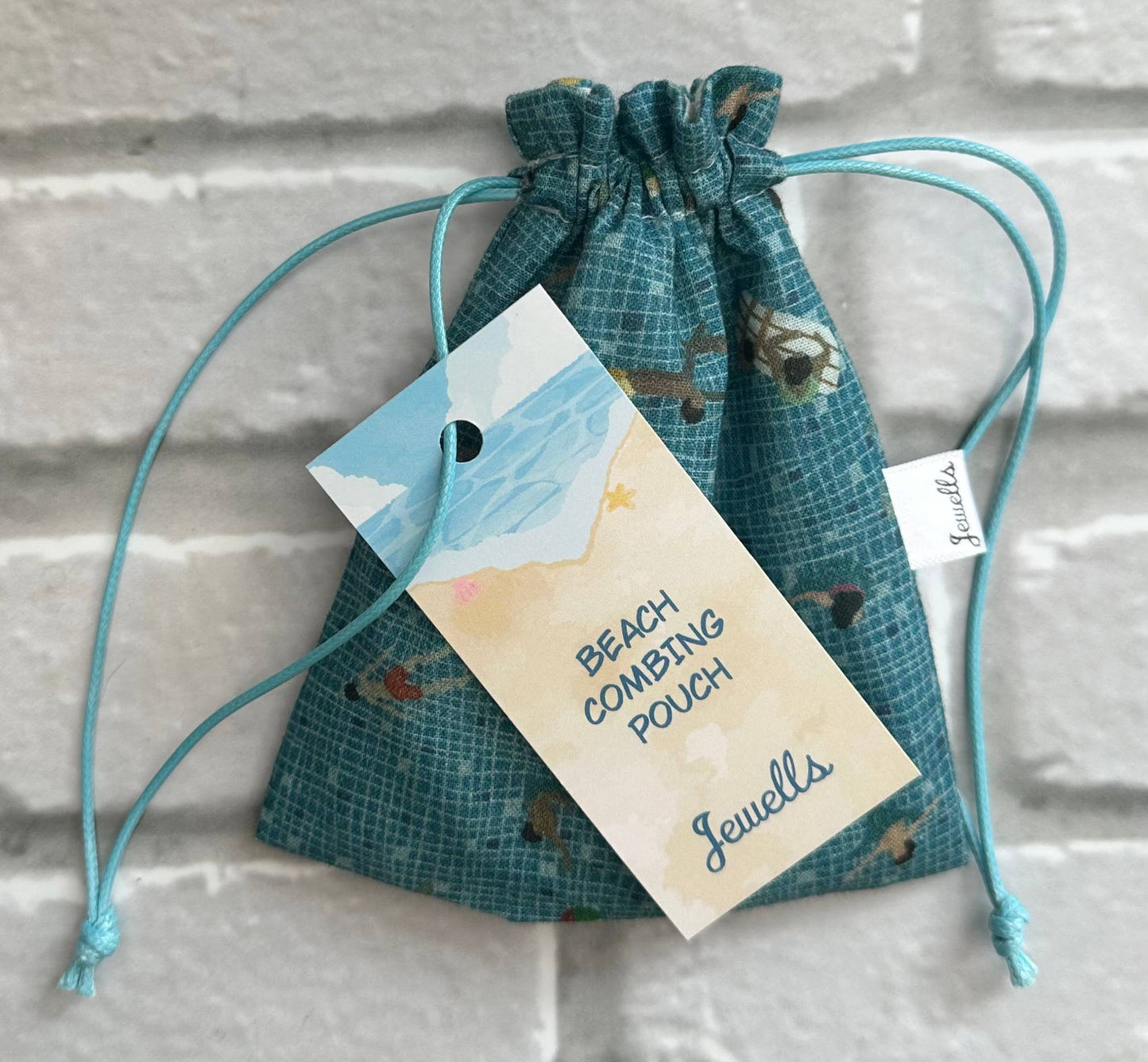 Jewells - Beach Combing Sea fabric beach collecting pouch bag 