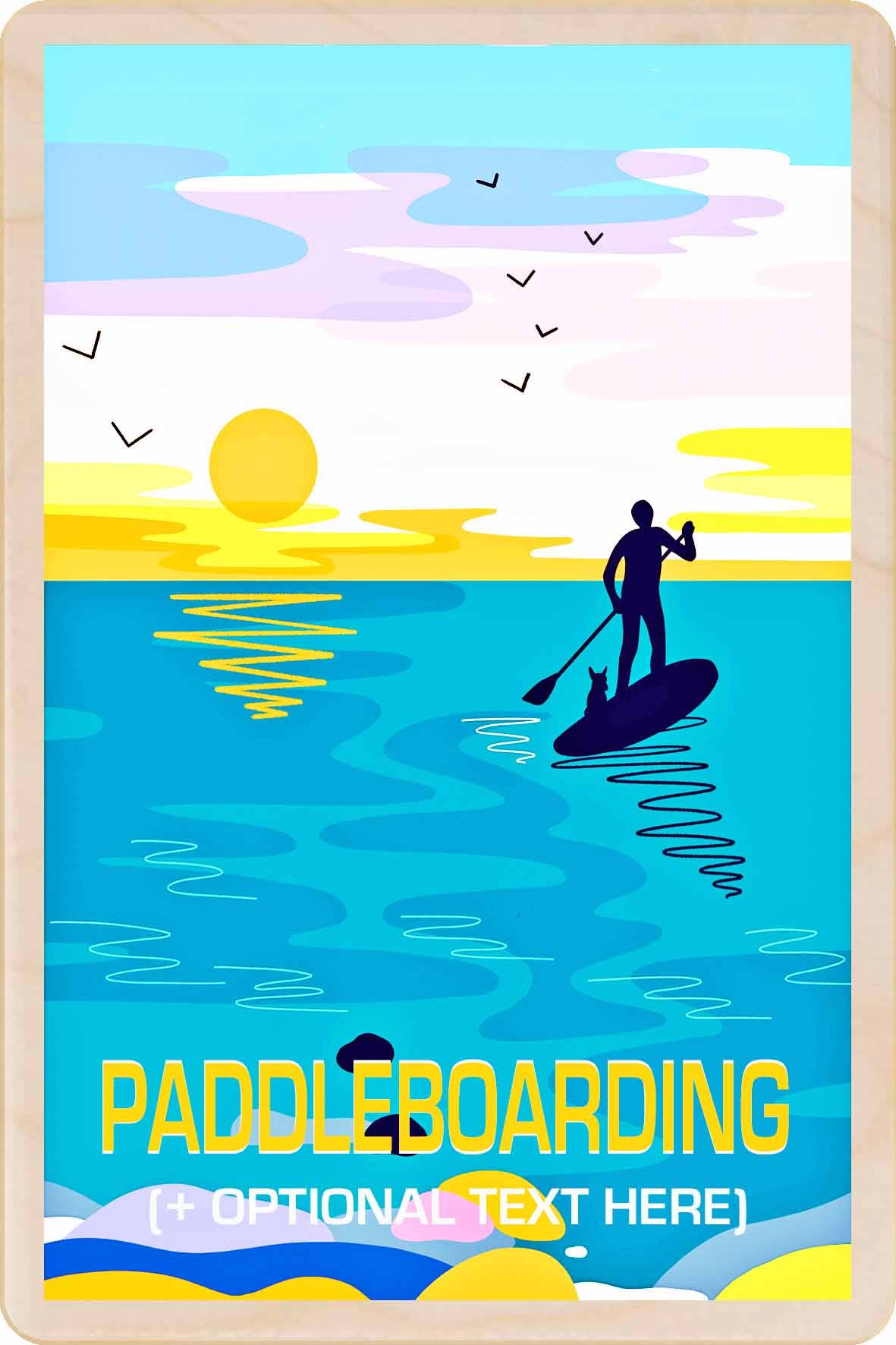 The Wooden Postcard Company PADDLE BOARDING wooden magnet