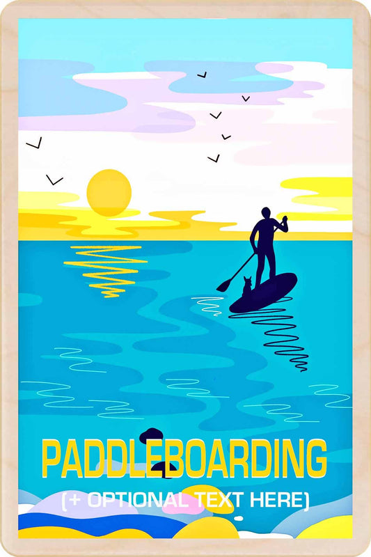 The Wooden Postcard Company PADDLE BOARDING wooden magnet