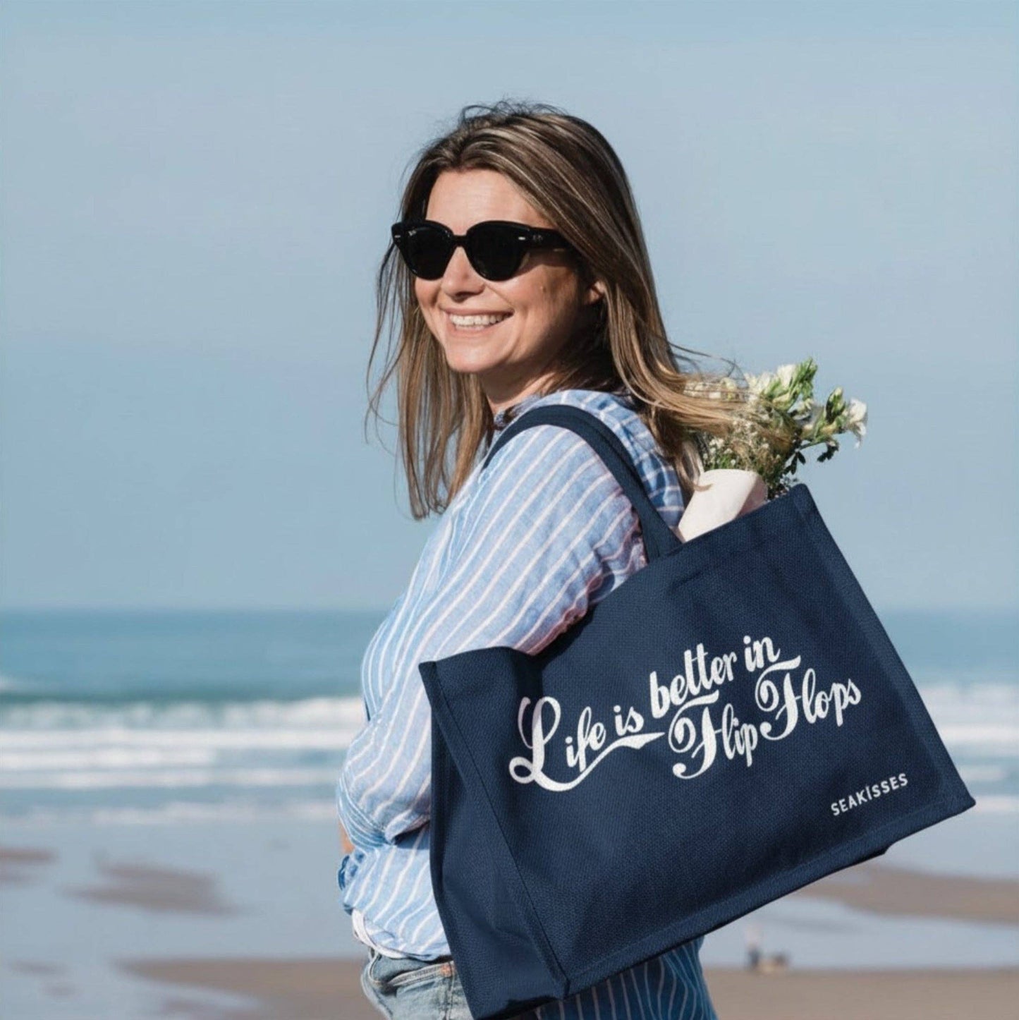 Life is Better in Flip Flops Cute Jute Bags in a Choice of Colours