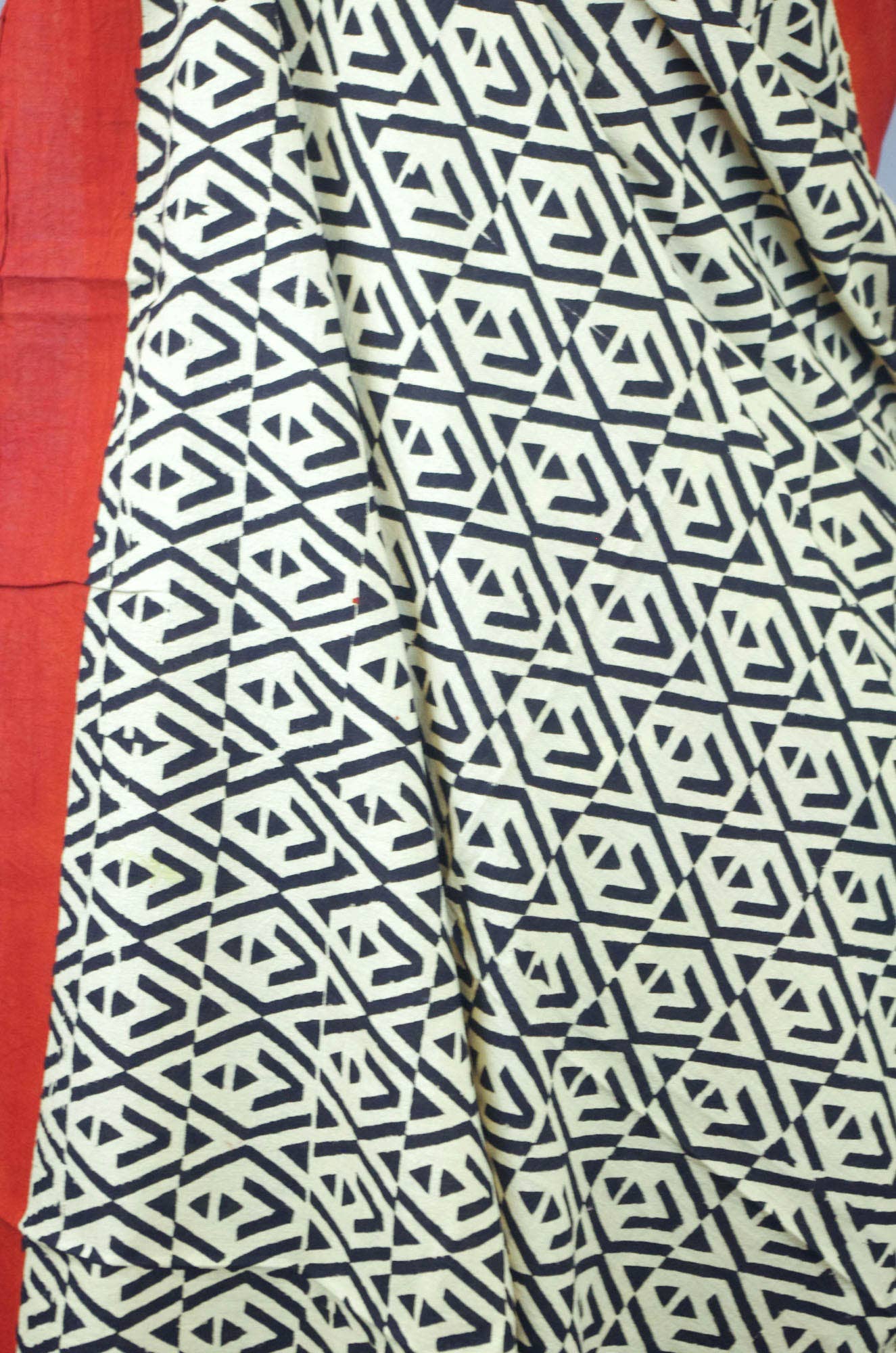 Kantha Decor - Bagru Beach Coverup Sarong Pareo- Red & Black Abstract