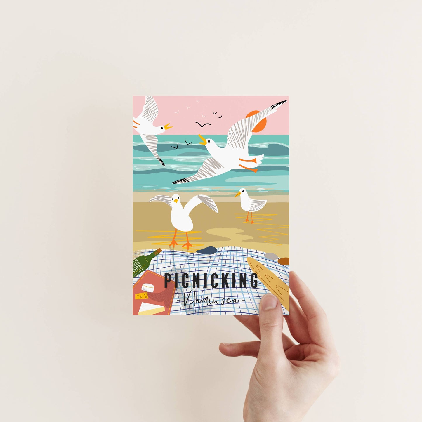 Onneke - Pinicking Coastal card seaside greeting card seagull cards