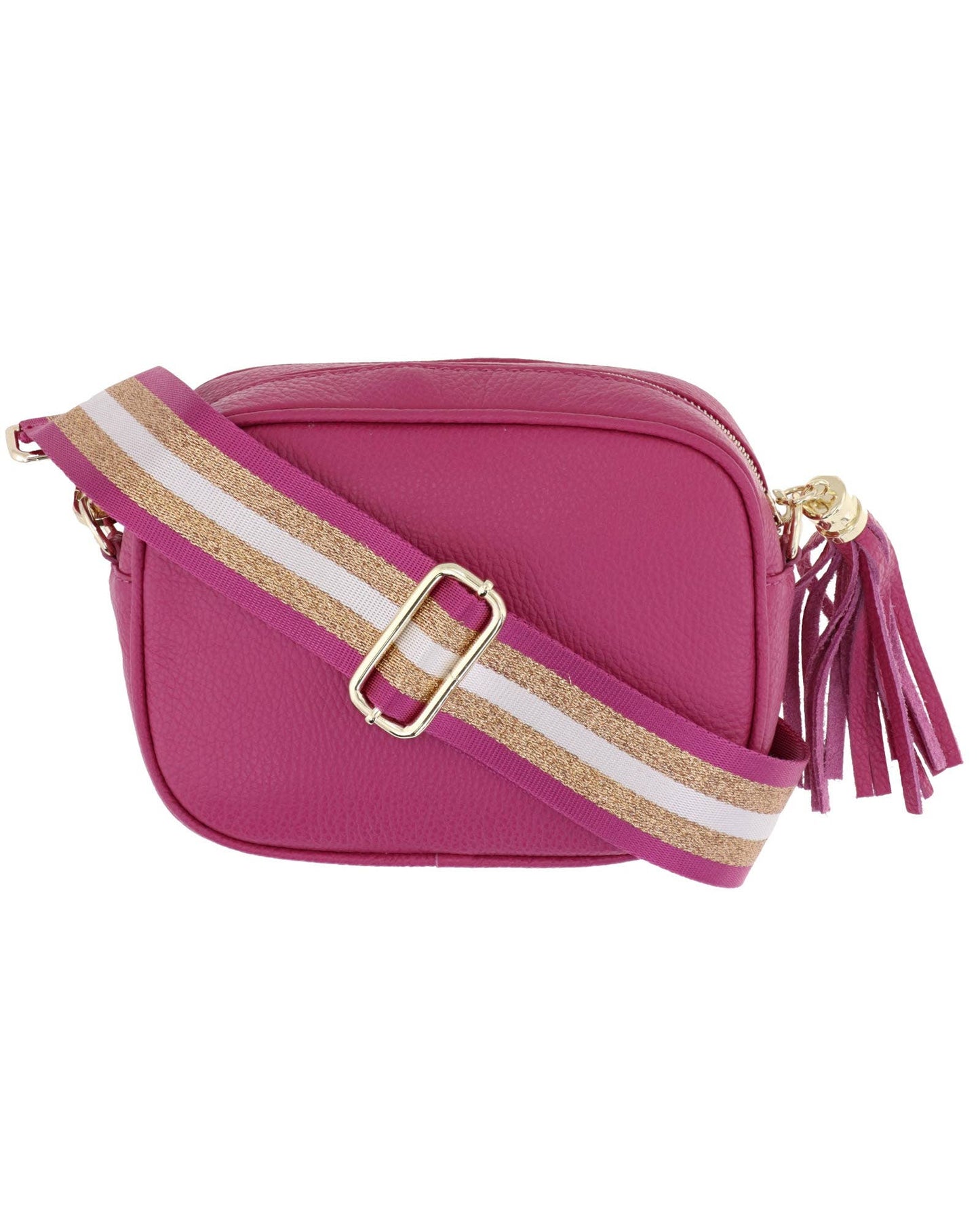 Cadenza Tassel Crossbody Leather Camera Bag: Rose Pink