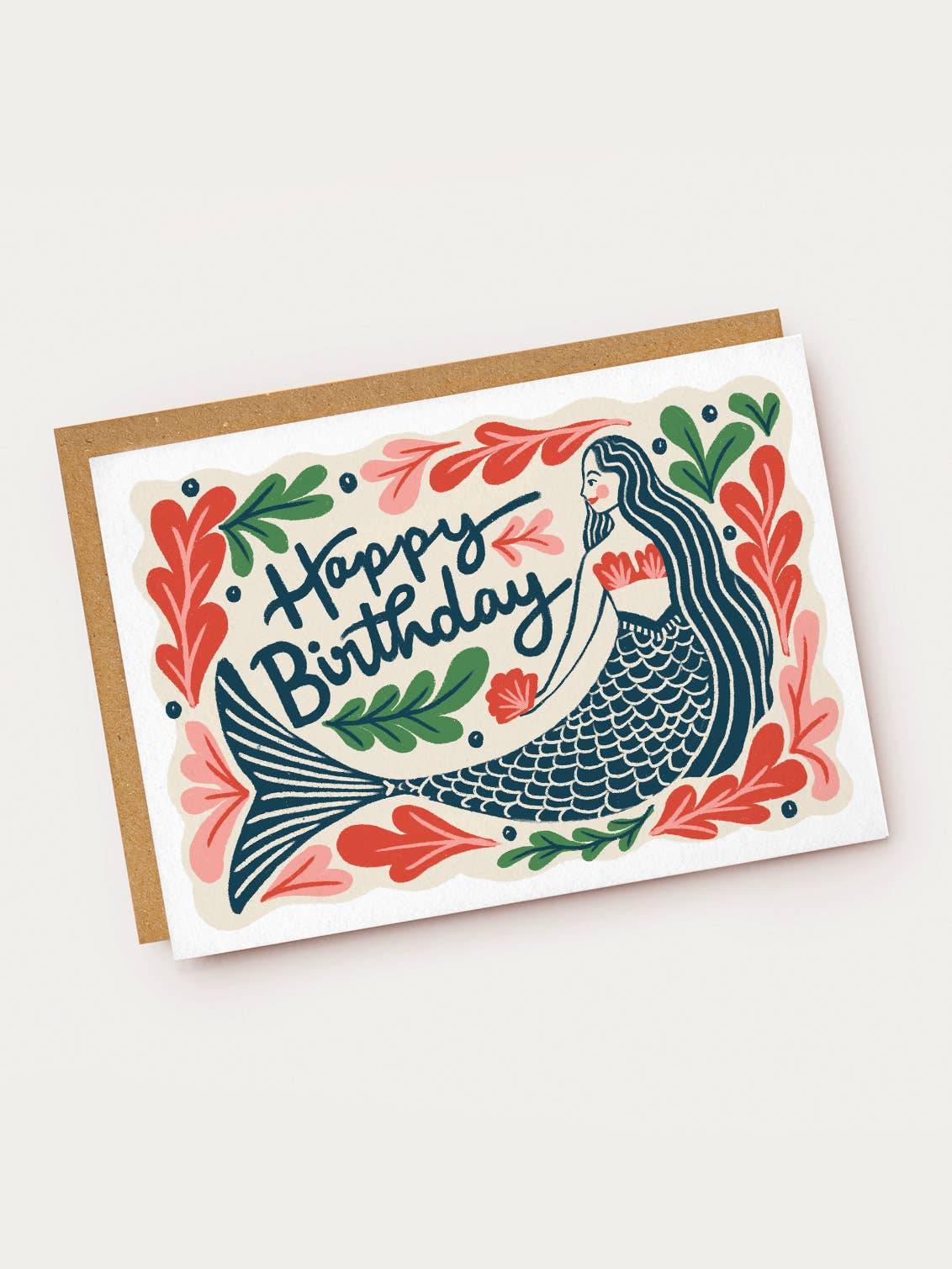 Happy Birthday Floral Mermaid Card