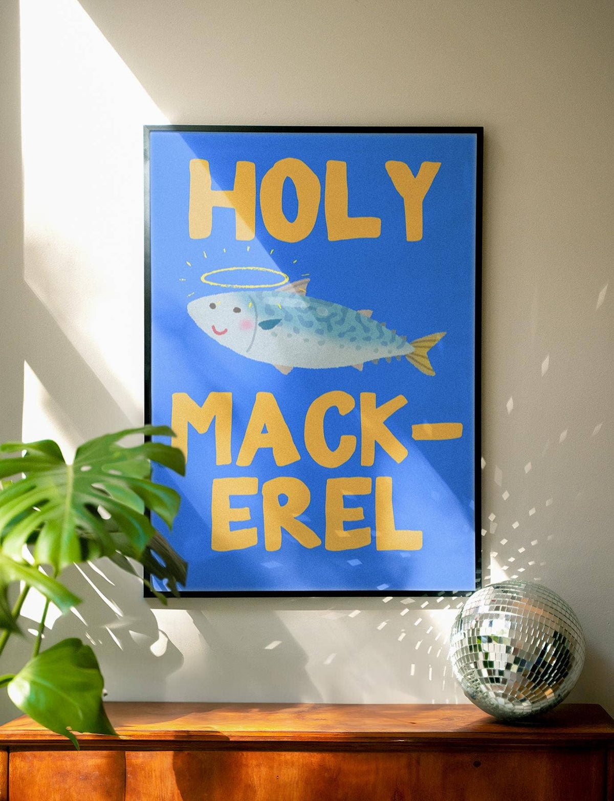 HOLY MACKEREL | cute kitchen decor, blue, wall art, funny