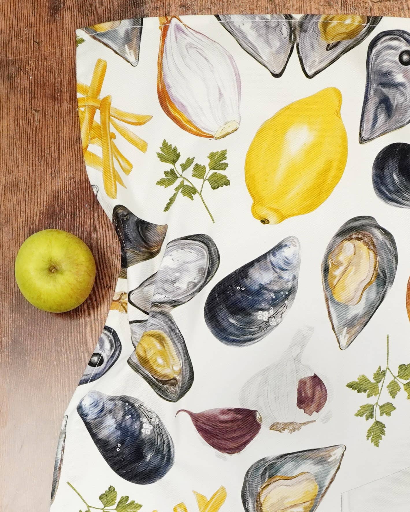 Moules Frites Tea Towel - British Made - Cotton - Seaside