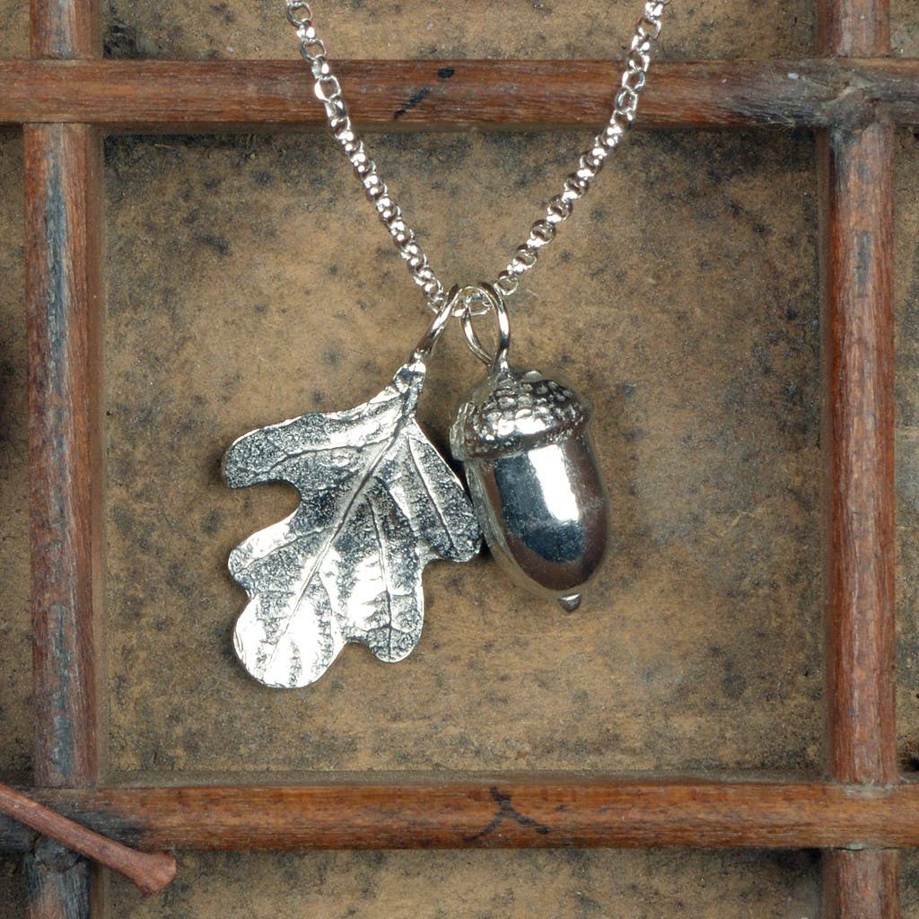 Acorn & Oak Leaf Necklace, English Pewter Jewellery