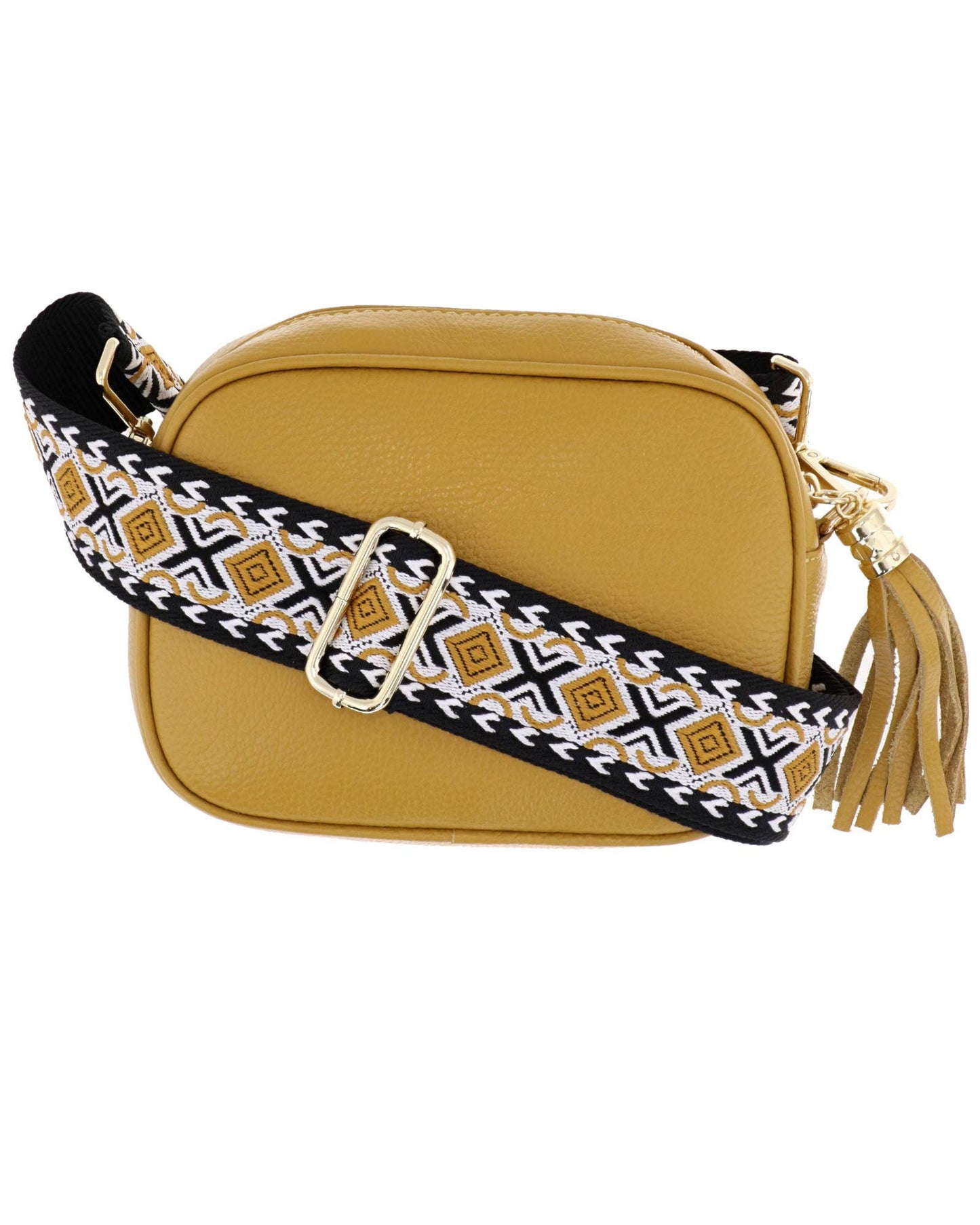 Cadenza  Crossbody Leather Camera Bag: Metallic Old Gold