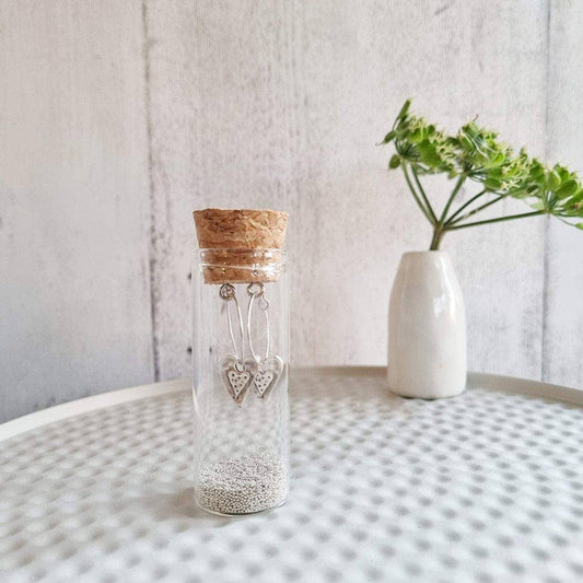 Heart Hoop Earrings in a Bottle