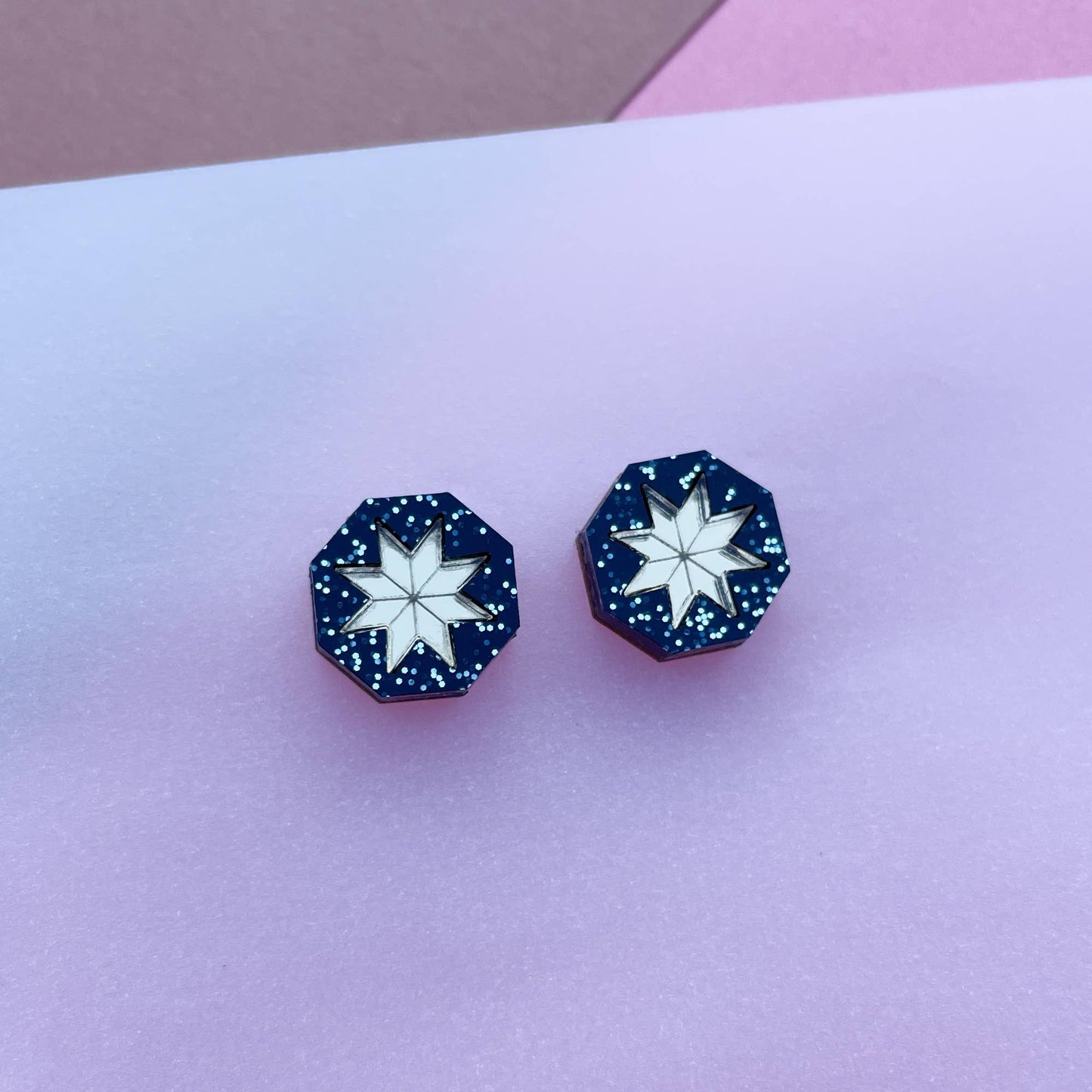 Rosa Pietsch - Seren Geo Star Stud Earrings - Black Sparkle