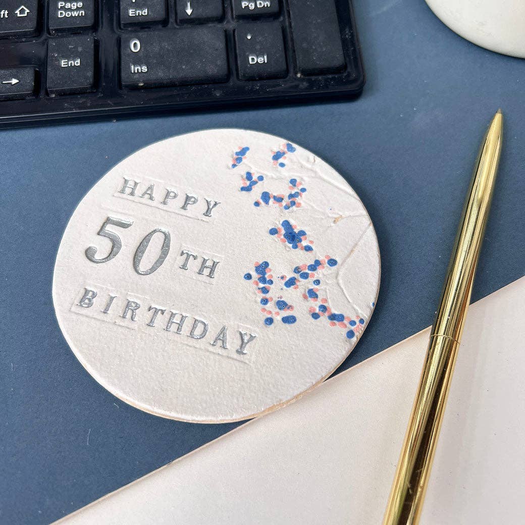 50th Birthday Floral Coaster
