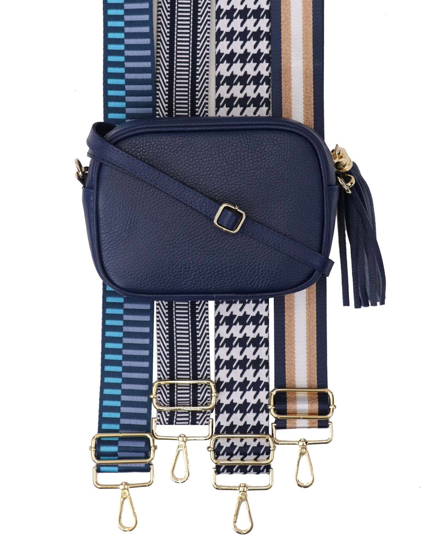 Cadenza Tassel Crossbody Leather Camera Bag: Sky Blue