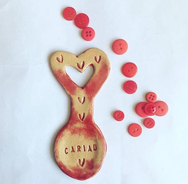 Small Ceramic Love Spoon: Welsh Cariad Gift, Made in UK