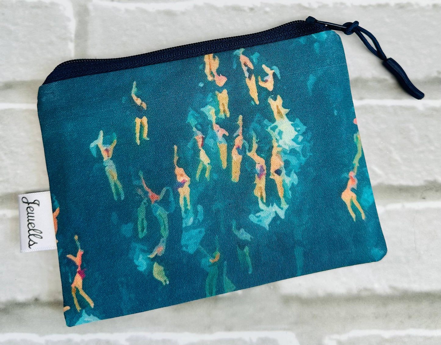 Underwater Swimmer purse pouch navy or turquoise