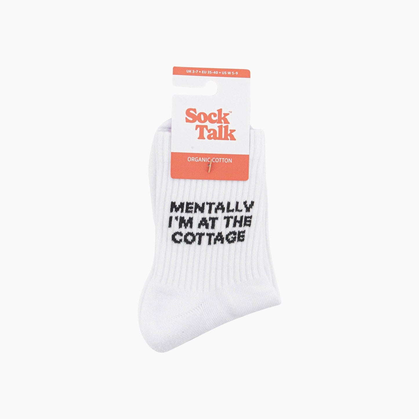 Mentally I'm At The Cottage Organic Cotton Sports Socks in White