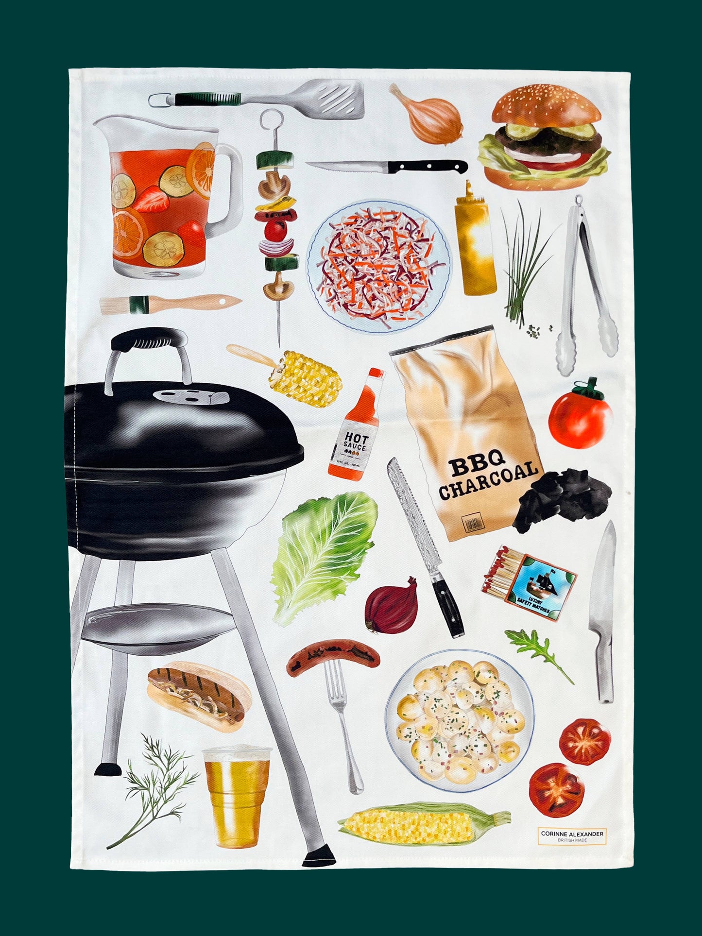BBQ Tea Towel – British Made – Cotton – Summer Kitchen Towel