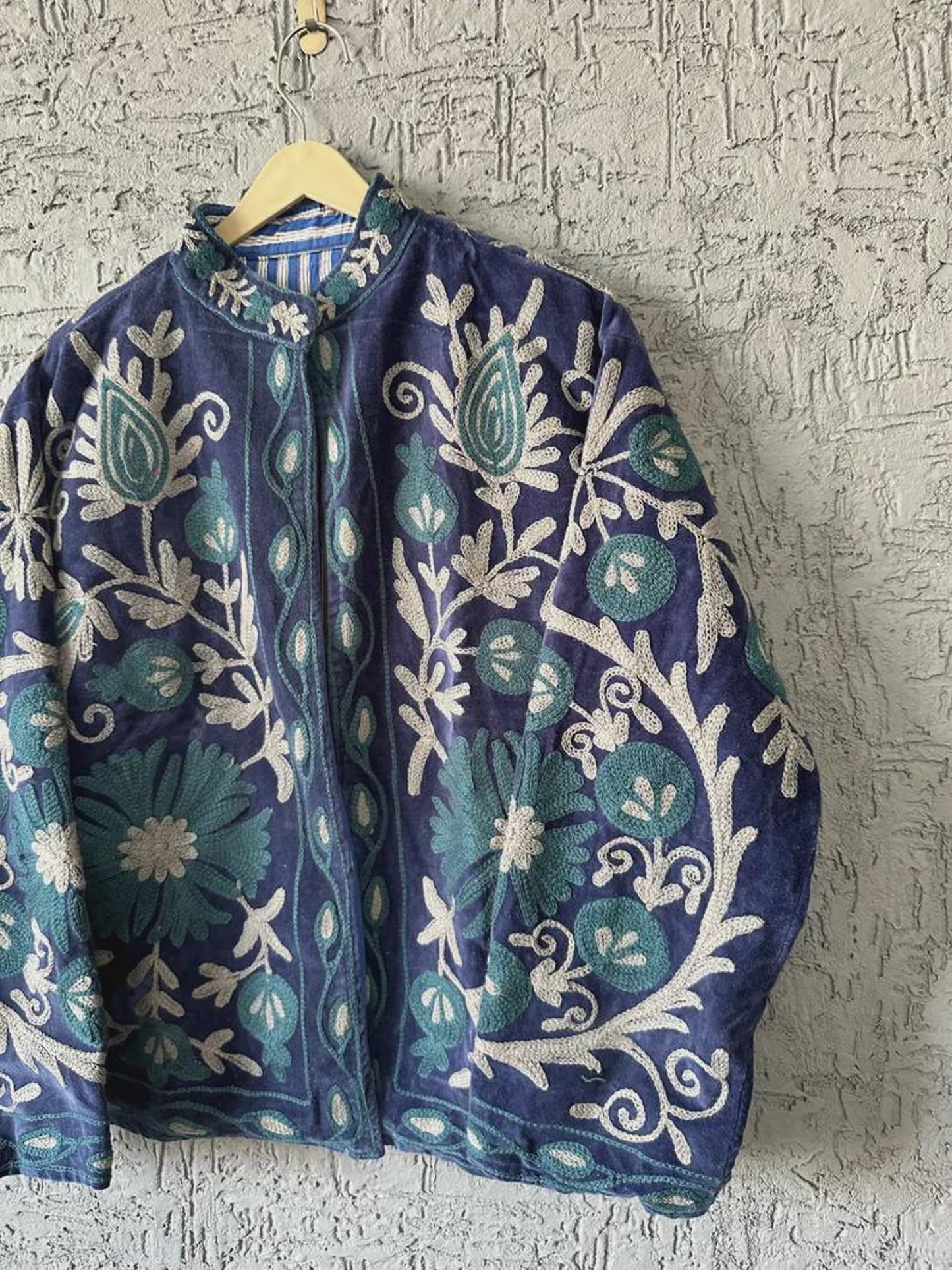 Boho Suzani Jackets, Hand Embroidered Cotton Velvet Quilted