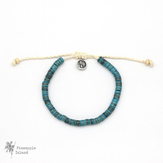 Pineapple Island - Pantai Kura-Kura Wood Bead Bracelet by Koh Surf: Blue