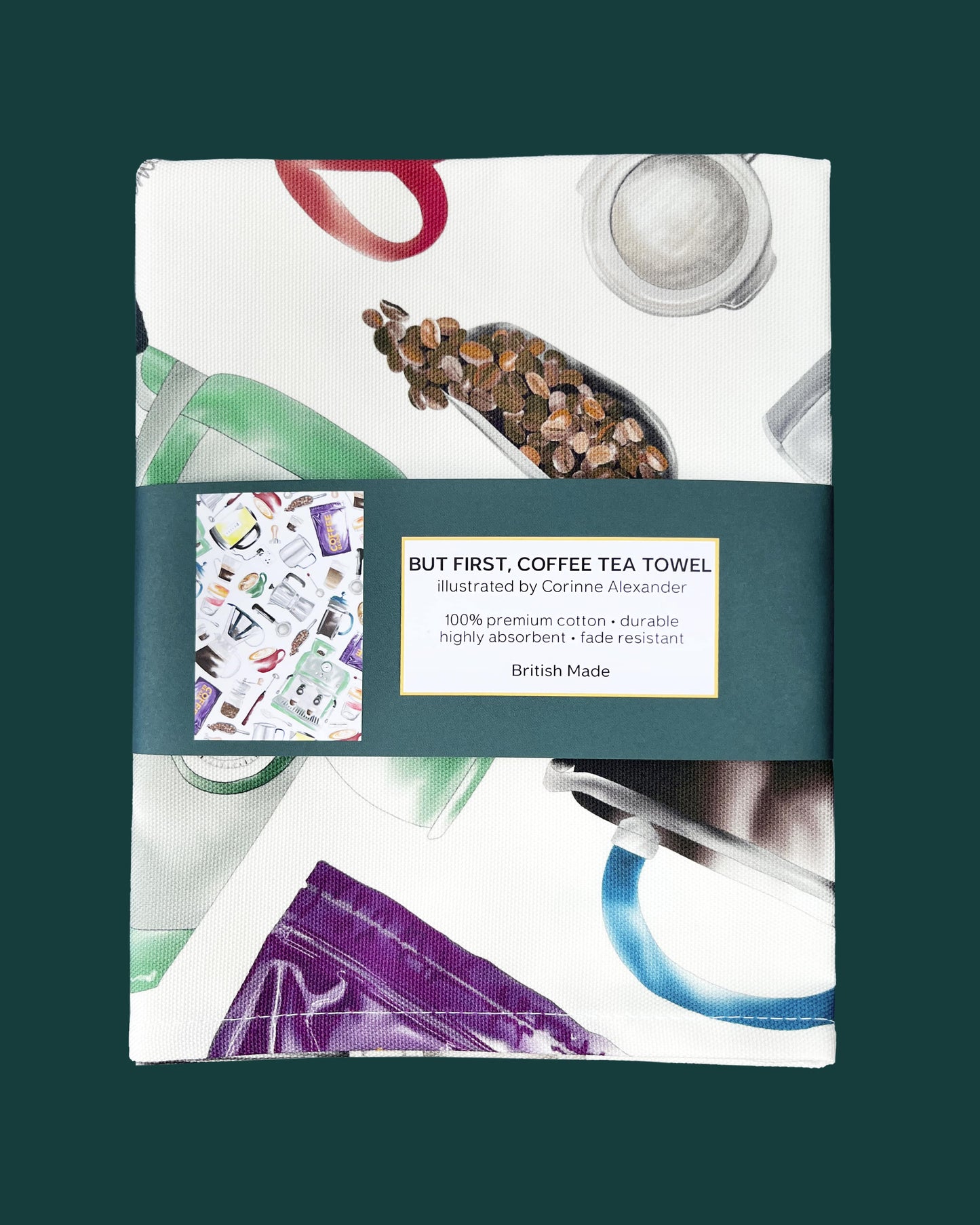But First, Coffee Tea Towel - 100% Cotton - Kitchen