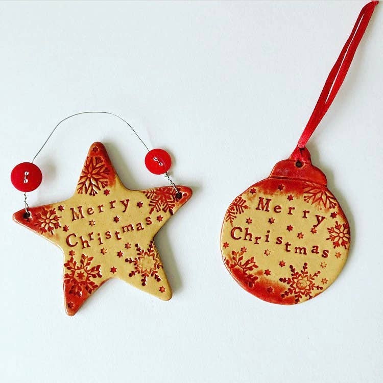 Merry Christmas Star/Bauble Tree Decoration from Wales