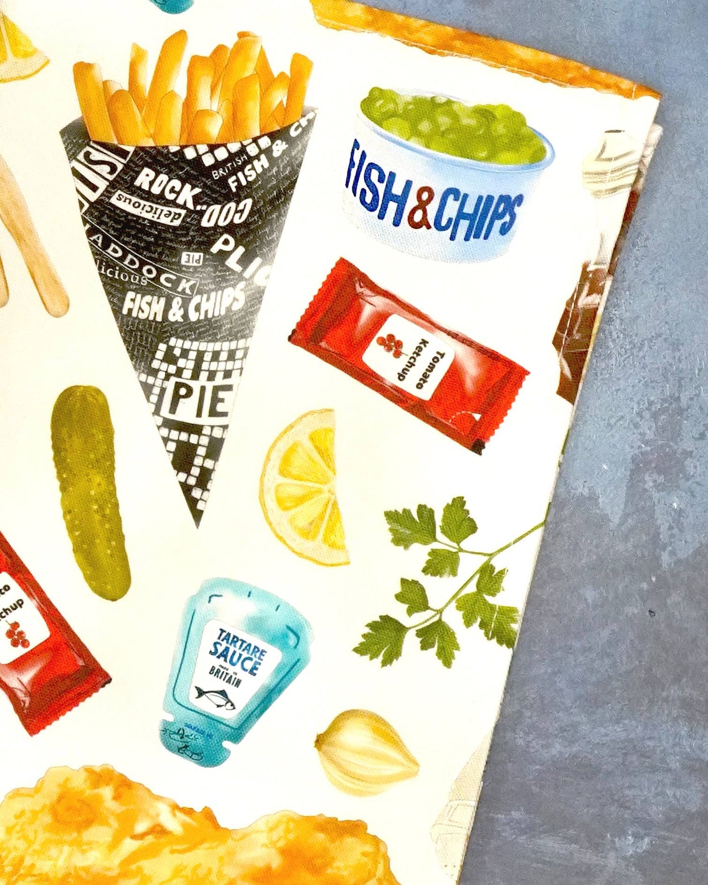 Fish & Chip Tea Towel - 100% Cotton - Novelty Kitchen Towel
