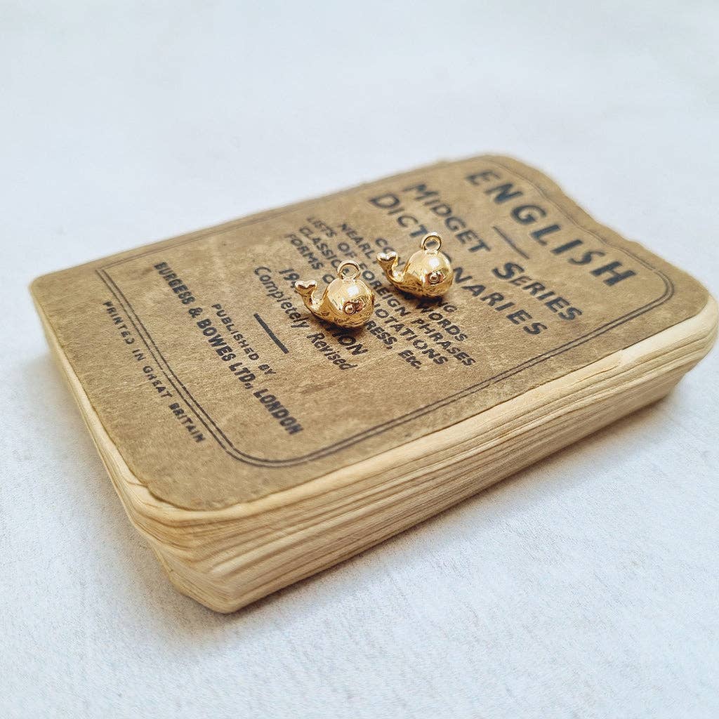Zamsoe - Gold Plated Whale Pendant Hoop Earrings.