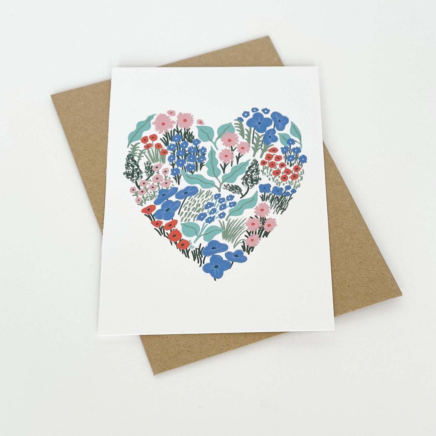 Lomond Paper Co - Blue Floral Heart Card