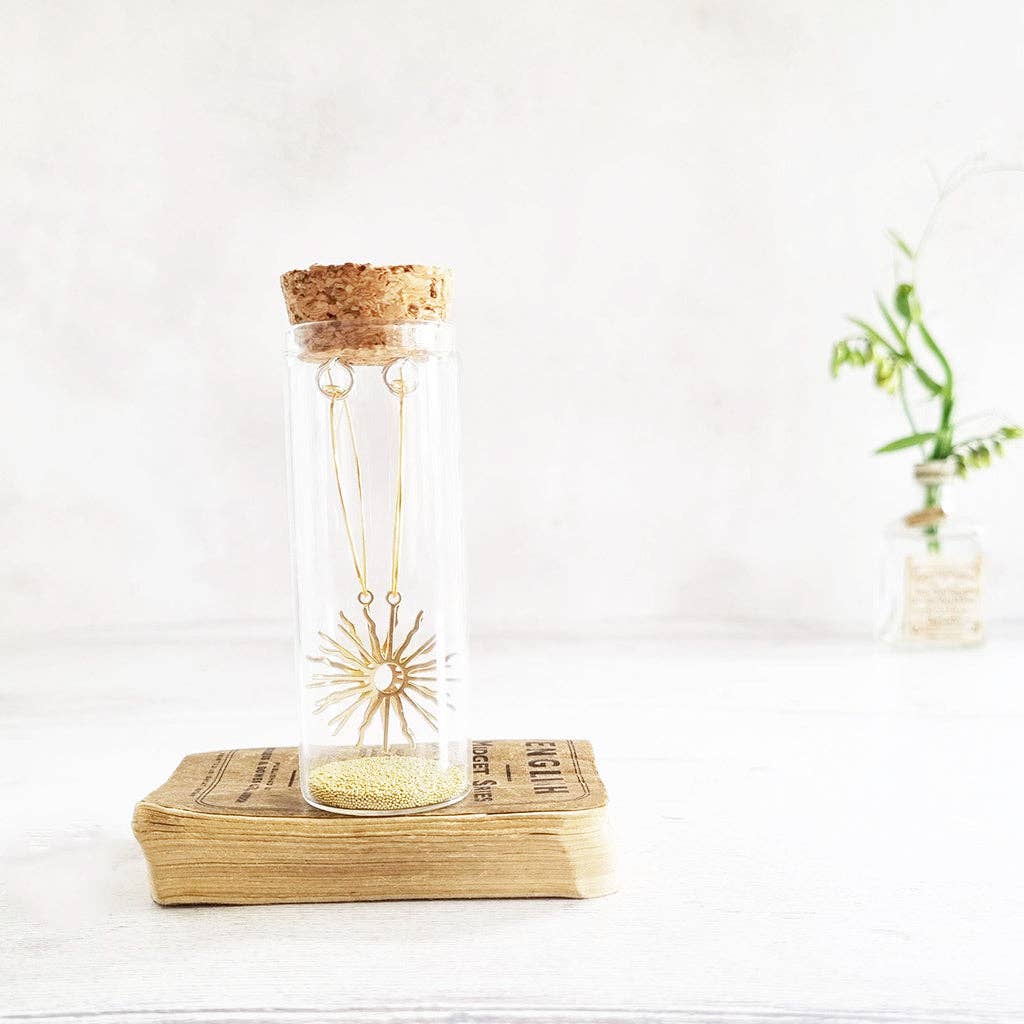 Zamsoe - Gold Starburst loop Earrings in a Bottle