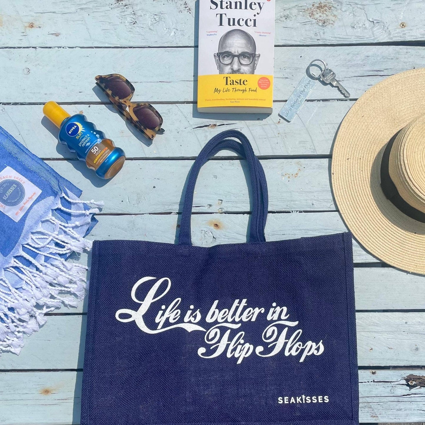 Life is Better in Flip Flops Cute Jute Bags in a Choice of Colours