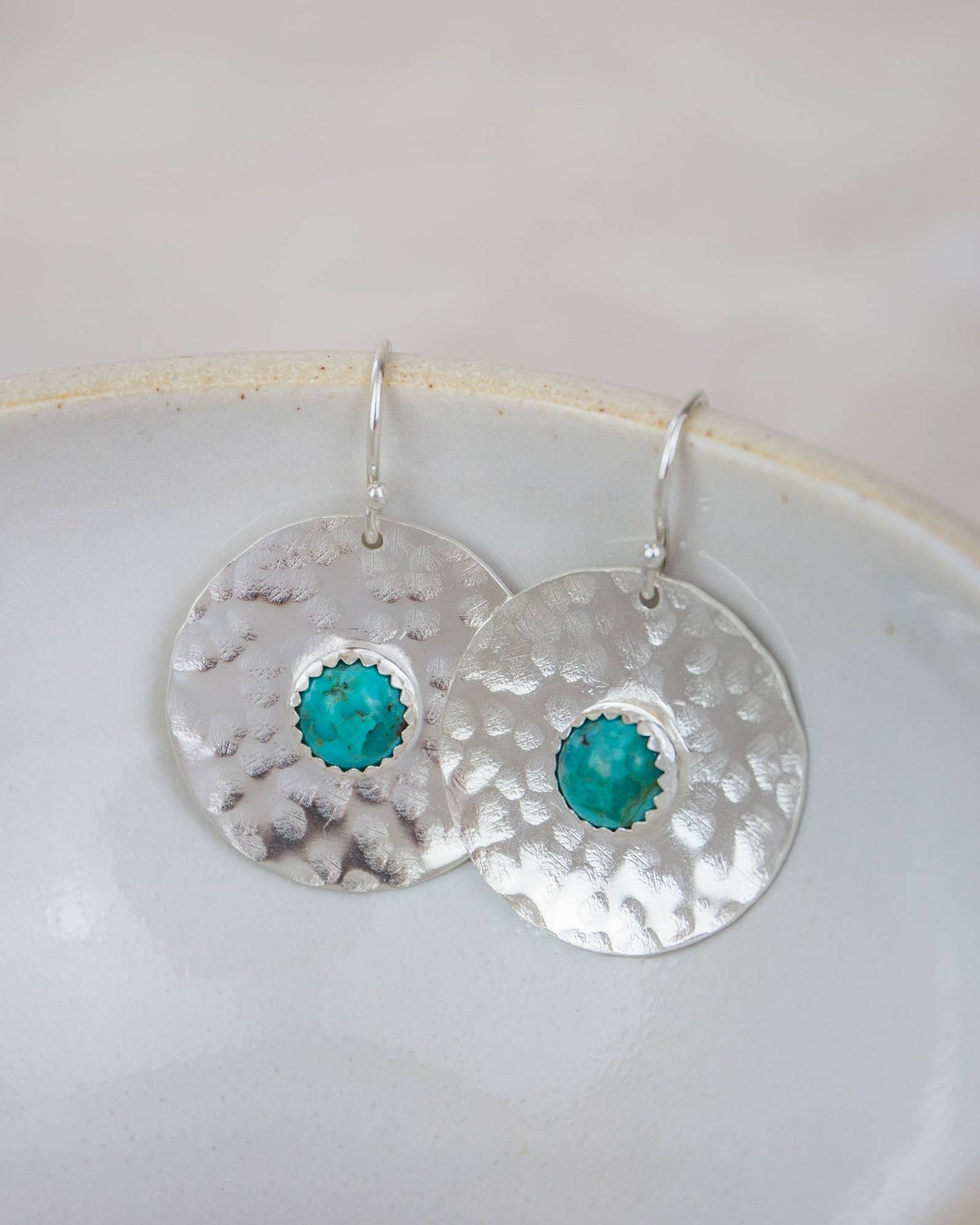 Lucy Kemp Jewellery - Sterling Silver Shield Turquoise Earrings